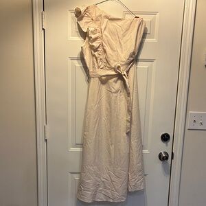 Chic One Shoulder Cream Dress